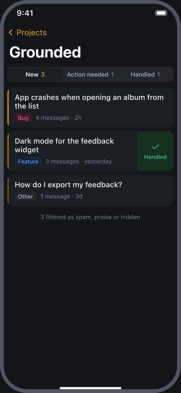 The Luno iOS app showing the inbox.