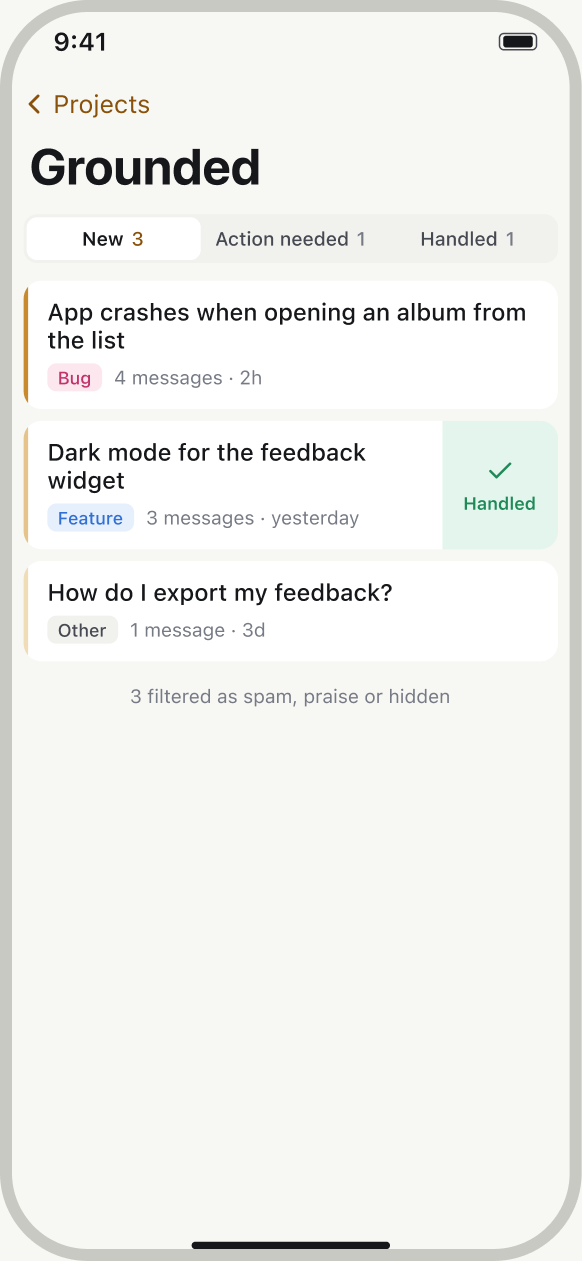 The Luno iOS app showing the inbox.